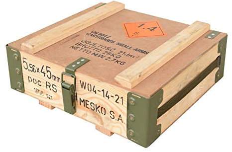 Vintage Möbel 24 GmbH Kleine Munitionskiste Typ RG-42 im Naturton, 48x31x16cm - Militär Truhe Offizierskoffer Aufbewahrungskiste Munitionsbox Militaria