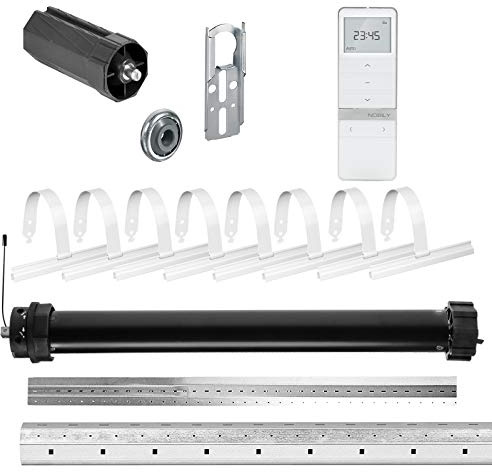 NOBILY Rolladen-Komplett-Set f. 60mm Achtkantwelle Mechanischer Funk Maxi-Rolladenmotor 30Nm + Rolladen Handsender + Mechanik-Set, Gesamtlänge bis 2,75 Meter