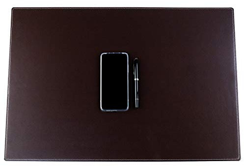 DELMON VARONE - Personalisierbare Schreibtischunterlage XL Cambridge Top Grain Leder braun, Rutschfeste Echtleder Schreibunterlage abwaschbar, Schreibtisch Unterlage geeignet als Mousepad, 65 x 45 cm