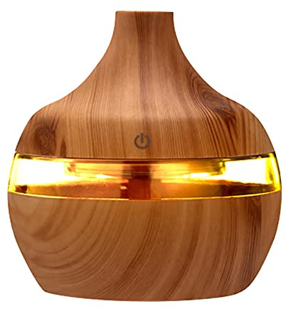 300ml Mini Diffuseur d'Huiles Essentielles, Humidificateur à Bois Portable Purificateur d'air Electrique Ultrasonique Brume Parfum pour Spa, Massage, Yoga, Maison, Bureau, Chambre bébé (C)