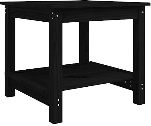 vidaXL Couchtisch Beistelltisch Wohnzimmertisch Sofatisch Teetisch Kaffeetisch Tisch Wohnzimmer Holztisch Schwarz 50x50x45cm Massivholz Kiefer