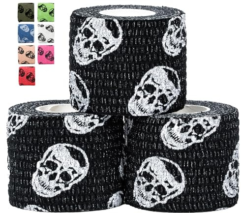 Gymreapers Hook Grip Weightlifting Tape (3 Pack) Premium Adhesive Thumb Skull Tape for Finger Protection, Powerlifting, Exercise & Cross Training - Athletic Sweat Proof Tape