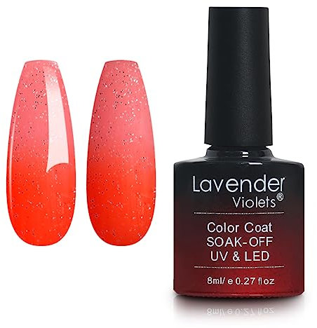 Lavender Violets 8ml Gel Nail Polish Thermal Mood Changing Temperature Change UV LED Soak Off Nail Art Manicure Pedicure Apricot Ice + Coral Gold D301