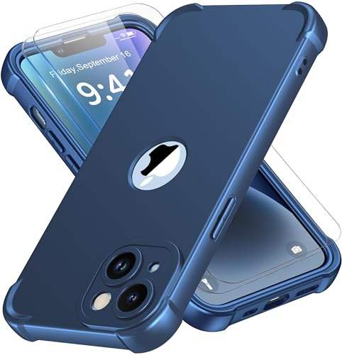 ORETECH für iPhone 14 Hülle Silikon 6,1 Zoll [Vorne und Hinten Hülle][2X Displayschutzfolie][Militärschutz] 360 Grad Stoßfest Kratzfest Handyhülle für iPhone 14,Blau
