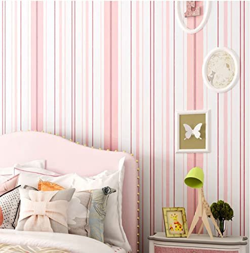 CULTS Rosa Vliestapete Moderne Minimalistische Vertikaler Streifen Tapete 3D Geometrie Tapete für Wohnzimmer Schlafzimmer TV Hintergrundwand - 0,53 m x 9.5 m