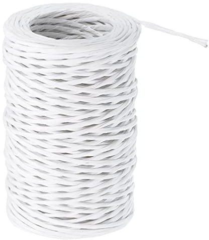 PATIKIL 164 Füße Blumig Bindedraht Wickelgarn 2mm Blumengeschäft Draht Eisen Drahtpapier Bedeckter Weinstock Wickeldraht Bindedraht für Blumensträuße Weiß