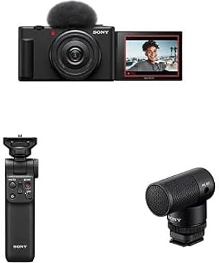 Sony ZV-1II Vlog-Kamera | Digitalkamera (Weitwinkel-Zoomobjektiv, verstellbares Display für Vlogging, 4K Video) + Bluetooth Handgriff & Mikrofon