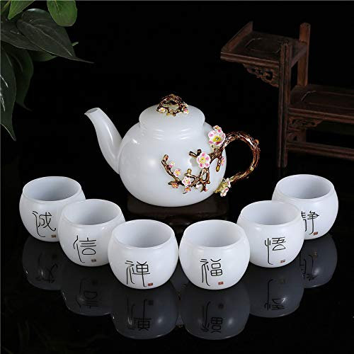 JUNNIU Porzellan-Teeservice, Blumen-Teetassen, Emaille, handgefertigt, einzigartig, Schmetterlings-Rose, Keramik-Teesets für blühenden Tee, lose Teeblätter, Geschenkbox, E (F) (F) Decoration