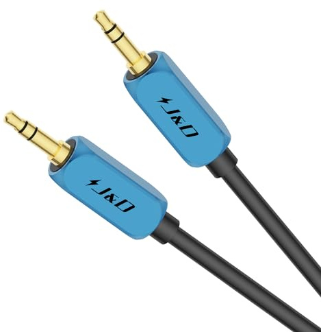 J&D 3.5mm Auxiliary Cable, Aluminum Alloy Shell 3.5 mm 1/8 TRS to 1/8 TRS Aux Audio Cable for Car, Compatible with Stereos, Speakers, Headphones, and More, 2.7 Meter