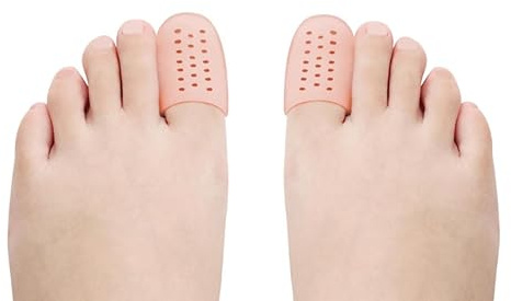 Bargain Wells Breathable Silicone Toe Caps – Big Toe Gel Protector for Blisters, Corns & Rubbing Relief – Large Size – Soft Cushion Sleeve – UK Seller