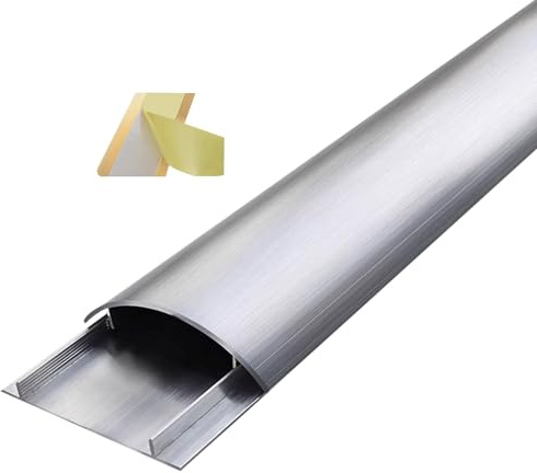 Canaleta Cables Canales De Aleación De Aluminio, Cubrecables De Media Caña/ Pasacables Autoadhesivo Para Puerta Sala De Estar Evita Tropiezos & Proteja Los Cables, 1m/3.3ft Longitud ( Size : Silver-NO