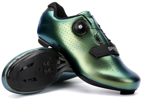 LZQpearl Herren Fahrradschuhe, Unisex Mountain Rennräder Schuhe, Kompatible Installation SPD & Look Delta Cycle Riding Cleat, Herren-Damen-MTB-Fahrradschuhe (Green,44)