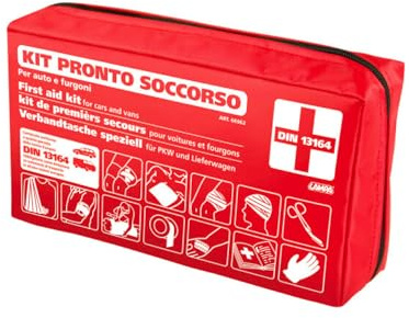 Set Primo Soccorso per Auto e Furgoni - Kit Pronto Soccorso Completo con Borsa, Bende, Cerotti, Forbici, Guanti e Maschere Inclusi