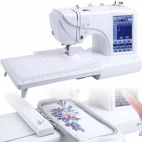 DPQYJPP Máquina Coser para Bordar,Máquina Bordar eléctrica portátil hogar, 158 diseños incorporados,210 Letras incorporadas y 30 Bordes de Patrones,para decoración hogar,Ropa,Manualidades