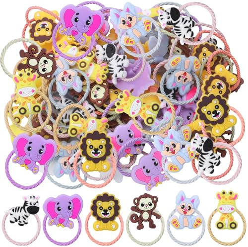 60 pcs Attaches Pour Cheveux De D'animaux Filles Bande de Cheveux Élastique Accessoires de Cheveux pour Bébés Et Enfants (D'animaux)