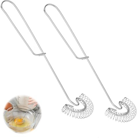 2Pcs Scandinavian Flat Egg Whisk,Stainless Steel Flat Spring Coil Whisk,Gravy Sauce Whisks,Egg Beater Whipper Spiral Whisks,Eggs Frother Milk Beater Blender Cooking Tools for Baking