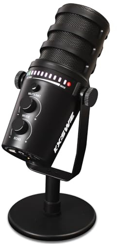 KXiSWIE USB Microphone for Gaming, Streaming,Podcast Recording - Computer Microphone with USB C Plug & Play, Noise Cancelling, Mute Gain Button - Studio-Quality Sound for PC/Laptop/PS5
