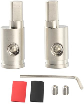 Amplifier Audio Amp Input Reducers 4 Gauge to 4 Ga Offset Reducer Nickel Plated Brass Wire Terminal Connector 1Pair with Adhesive Heat Shrink Tube