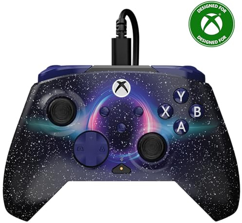 Turtle Beach Rematch Advanced Wired Gaming Controller for Xbox & PC – Lenticular, Multi-Design, Remappable Buttons, Hall-Effect Hair Triggers, 8ft Cable, Officially Licensed by Xbox – Dark Cosmos