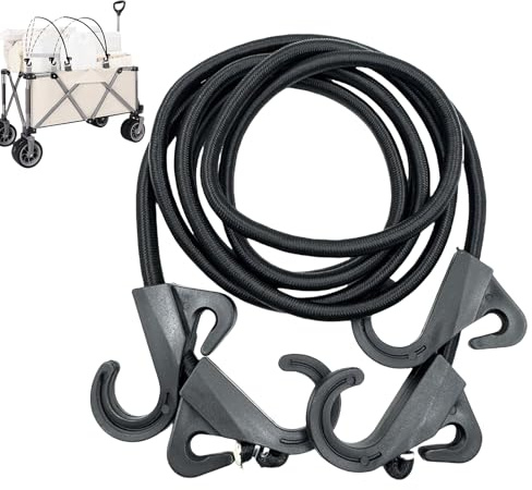 Cuerdas Elásticas con Mosquetón - Correas Elásticas De 200 Cm para Sujeción Segura - Cuerda De Amarre Elástica para Equipo De Camping Gimnasio Embarcación Mochila Maletero