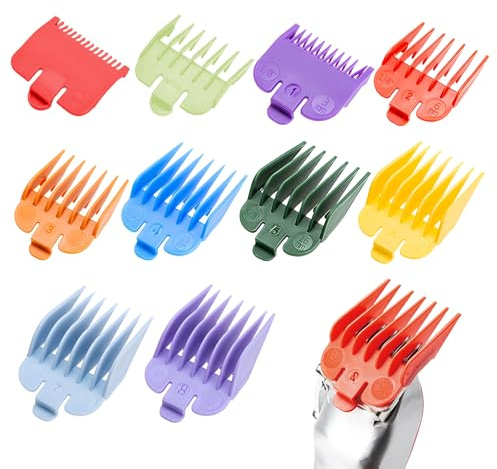 10 piezas Peine Guía de Profesionales, Coloridas para Cortar el Pelo, Juego de Peine Guía, Cortapelos Maquina Accesorio, peines recortador para Wahl Cortapelos