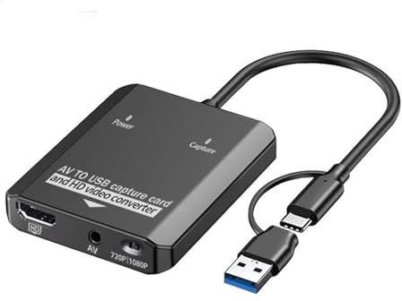 Plyisty Convertitore da VHS a Digitale, Scheda di Acquisizione Video USB, per VCR/DVD/AV in Digitale, Salvataggio di Vecchi Ricordi