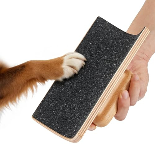 DOOKRON Handheld Dog Scratch Pad for Nail Grinding - Portable Dog Nail File with Curved Surface & 2 Replacement Sandpapers, Effective Grooming Tool for Dogs (L)