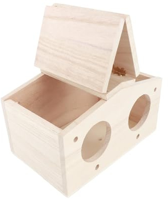 OVAQUIXI Nichoir à Oiseaux Nichoir à Oiseaux à Cabane en Rondins en Bois avec Porte à 2 Trous Conception Ventilée pour Perroquets Hirondelles