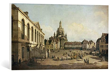 kunst für alle Leinwandbild: Giovanni Antonio Canaletto Der Neumarkt zu Dresden vom Jüdenhofe gesehen - hochwertiger Druck, Leinwand auf Keilrahmen, Bild fertig zum Aufhängen, 70x40 cm