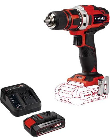 Einhell Taladro atornillador a batería Te-Cd 18/40 Li-Solo Power X-Change (iones de litio, 18 V, par máximo de 40 Nm en 21 niveles, Softgrip. Incluye 1 batería de 2.5Ah y cargador individual