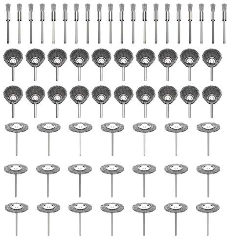 60 pcs cepillos de alambre taza ruedas Kit pulido Accesorio Cepillo de Alambre Juego de Acero para Herramienta Rotativa de Dremel 3mm