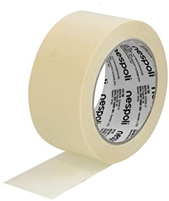 Nespoli – Nastro Carta Adesivo in Gomma Naturale, 50mm x 50m, Mascheratura Medium, Carta Gommata per Interni, Verniciatura Fai da Te - Nastro Imbianchino Facile da Strappare, Rimozione Senza Residui