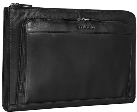 STILORD Murray Housse Ordinateur 15,6 Pouces Cuir Pochette pour MacBook 16 Pouces Vintage Organiseur de Documents Sleeve Conférencier A4 Organizer Couleur:Noir
