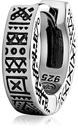 NKlaus Creole für Damen 925 Sterling Silber; 925 Sterlingsilber, 1 Stück | Gothic; Durchmesser: 12mm; Innendurchmesser: 7,6mm; Gewicht: 1,21g; 1,21g; 12mm; 7,6mm