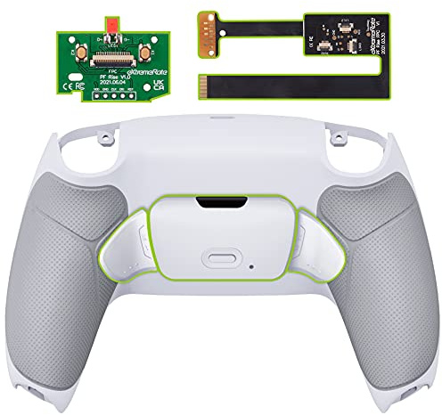 eXtremeRate Programmierbar RISE2.0 Remap Kit für ps5 Controller BDM-010/020 Model, Remap Platine&Gummiert Griff Backplate Gehäuse&Rücktasten Paddles Umbau Kit für ps5(Weiß Grau)