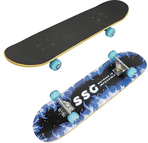 Longboards Komplett Skateboard Kinder Longboard Erwachsene Skateboard Anfänger aus Ahorn für Mädchen Junge Teenager Männer Frauen Kinder Erwachsene Anfänger, Keine Montage Erforderlich