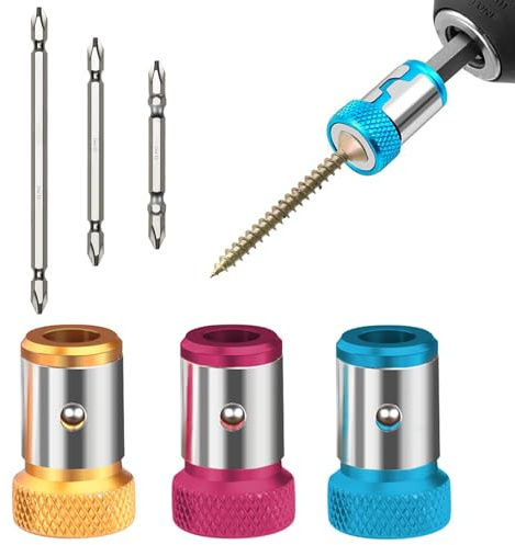 ZXShow Destornillador Magnético Multifuncional con Anillo de Aleación Magnetizado y 3 Pcs de Punta Doble Antideslizante