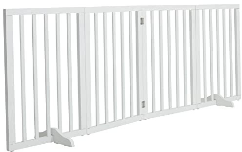 The Fellie Absperrgitter Hund, Freistehendes Schutzgitter mit Füßen, Kindergitter Klappbar, Holz Hundegitter Treppe, Treppenschutzgitter ohne Bohren, Absperrgitter für Häuser, Türöffnungen,H60cm,Weiß