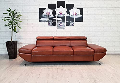 Quattro Meble Echtleder 3 Sitzer Sofa Varsovia Breite 235cm mit einstellbaren Kopfstützen Ledersofa Echt Leder Couch viele Farben