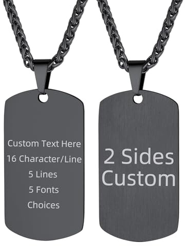 Supcare Vatertagsgeschenk Herren Personalisiert Dog Tags Halskette, Erkennungsmarke Hundekette Anhänger Gravur Name Text Edelstahl Militär Armee Kette Hund Necklace Modeschmuck für Frauen Jungen