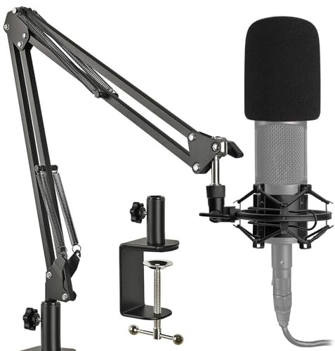 Frgyee AT2020 Support De Microphone avec Filtre Pop pour Microphone AT2020 AT2020USB+ AT2035 ATR2500X AT2020V