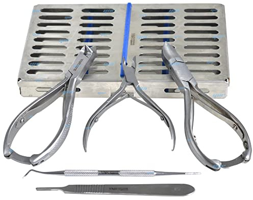 Ensemble d'instruments de podologie 6 pièces avec plateau de stérilisation, pince à ongles, lime noire, commode diamant et poignée de lame de scalpel, soins de podologie – Qualité hôpitale