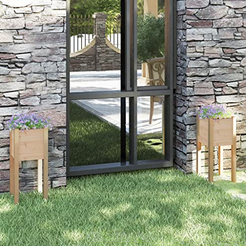 WIFESE JardinièRes D'ExtéRieur 2 Pcs 31x31x70 Cm Bois De Pin Massif Jardinieres Exterieur Jardiniere Bois JardinièRe sur Pieds Potager Bacs ã Fleurs JardinièRe Rectangulaire Haute