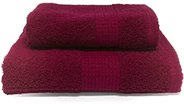 Jenny Sesal Set di asciugamani - 1 asciugamano viso e 1 ospite The Colors Luxury – asciugamani in tinta unita - Spugna di alta qualità proveniente da Portogallo peso 450gr/mq (Bordeaux)