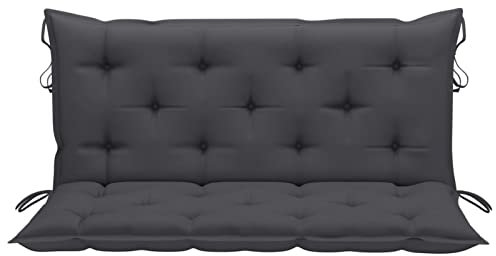 Keketa Auflage für Hollywoodschaukel Gartenschaukel Bankkissen Bankauflage |Sitzkissen Rückenkissen| Auflage mit Rückenteil für Bank Gartenschaukelkissen Anthrazit 120 cm Stoff