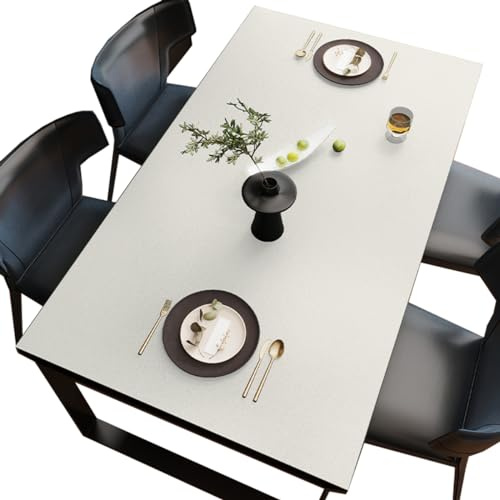 BHOMTY Tischfolie Multifunktionale Tischunterlage aus Leder Weiß 80 * 120cm | Wasserdicht Geeignet für Esstisch, Büroschreibtisch, Studentenschreibtisch