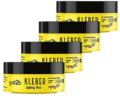 got2b Kleber Spiking Wax Halt 6 (75 ml), Haarwax mit krassem Halt für vertikale Styles, Haargel für Männer modelliert wie ein Wax und hält wie ein Kleber, 4x 75 ml