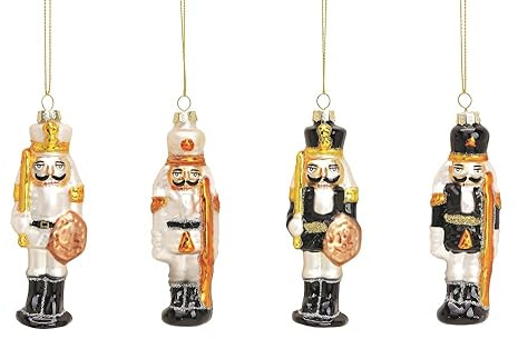 Christbaum-Schmuck-Set Nußknacker in Gold weiß & schwarz traditionelle Weihnachts-Anhänger Tannenbaum Weihnachts-Deko Weihnachten Chritstbaum-Schmuck ausgefallene X-Mas 4 Stück (Nußknacker)