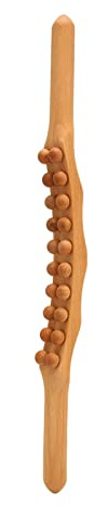 Honiwu Wooden Massage Tool, 20 Beads Gua Sha Stick for Back Belly Shoulder | 45cm, Convex Design, Double Deep Grooves, Lightweight, Gua Sha Wooden Body Massage Tool, for Body Shaping Muscle Relieving
