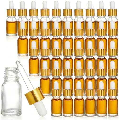 Lawei 40 Stück Mini Pipettenflasche 10ml Transparente Glasflaschen mit Pipetten, Transparent Boston Fläschchen mit Pipette Set für Ätherische Öle Parfüm Öle Duftöl Probe
